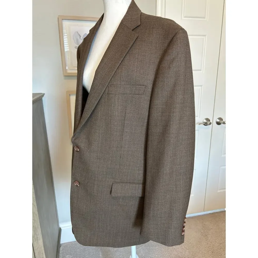 Lauren Ralph Lauren | Brown 100% Wool Mens Single Breasted Blazer | 44L